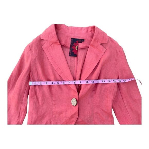 Debbie Shuchat Coral Linen Blazer Women’s Size 6 Lightweight Preppy Bohemian EUC - Picture 6 of 6